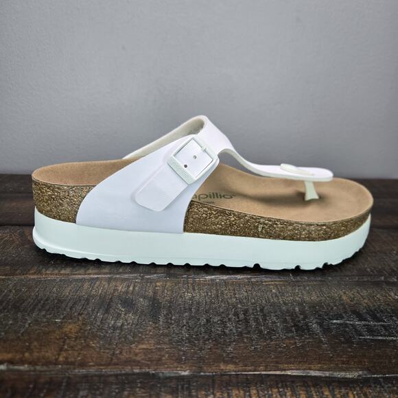 NEW Papillio Gizeh Flex Platform Womens 7 EU 38 Leather Sandals White Vegan - Picture 5 of 11